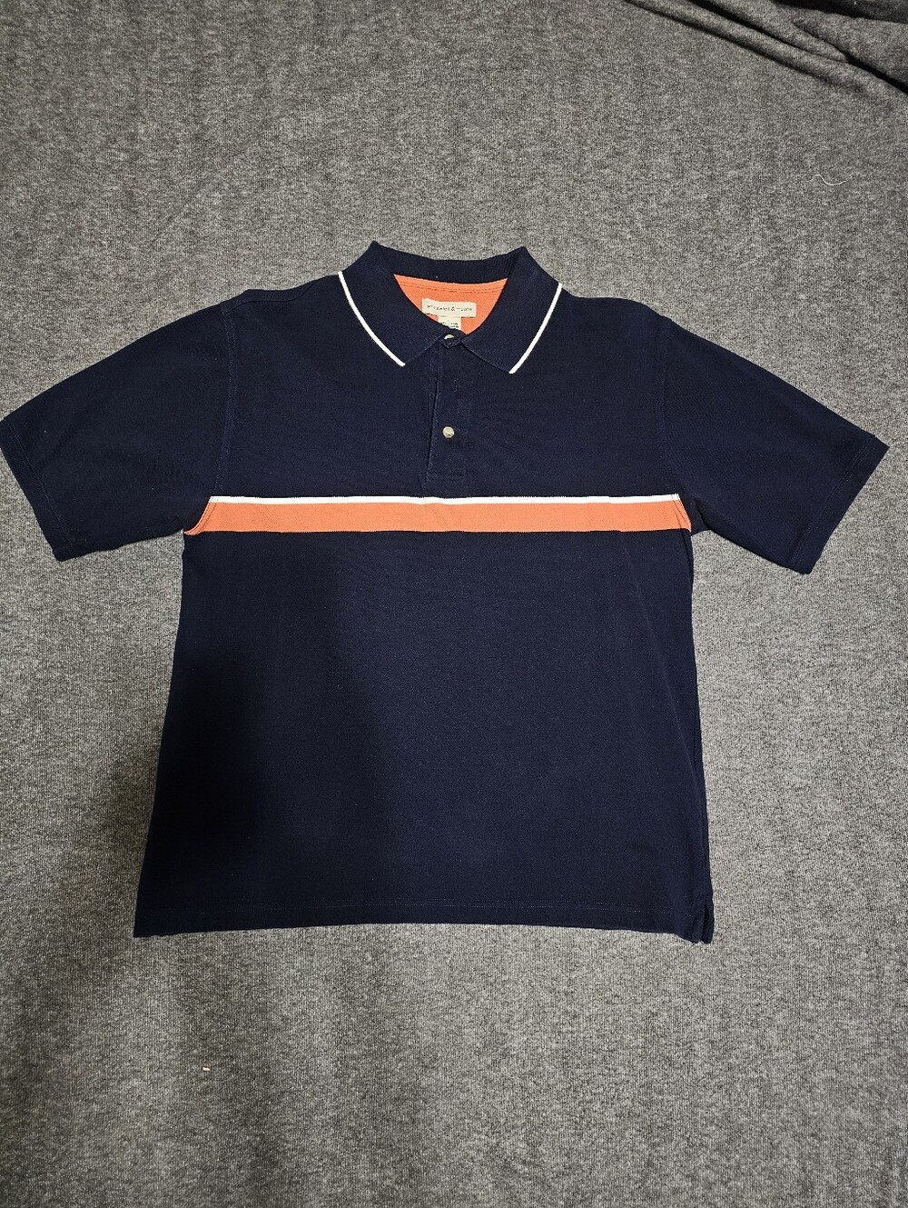 Preswick & Moore Navy Striped Polo Shirt Large